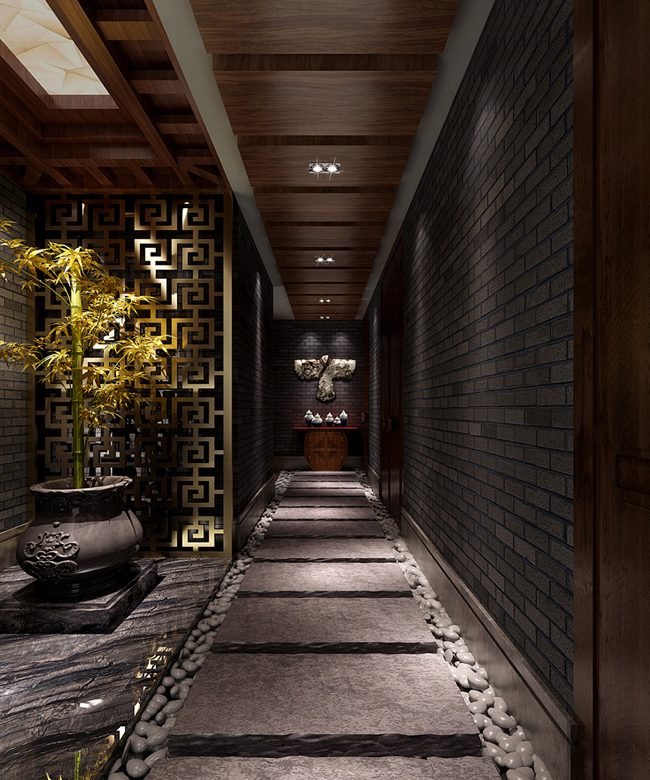 甬路上敷設(shè)汀步 四合院裝修設(shè)計圖片借鑒